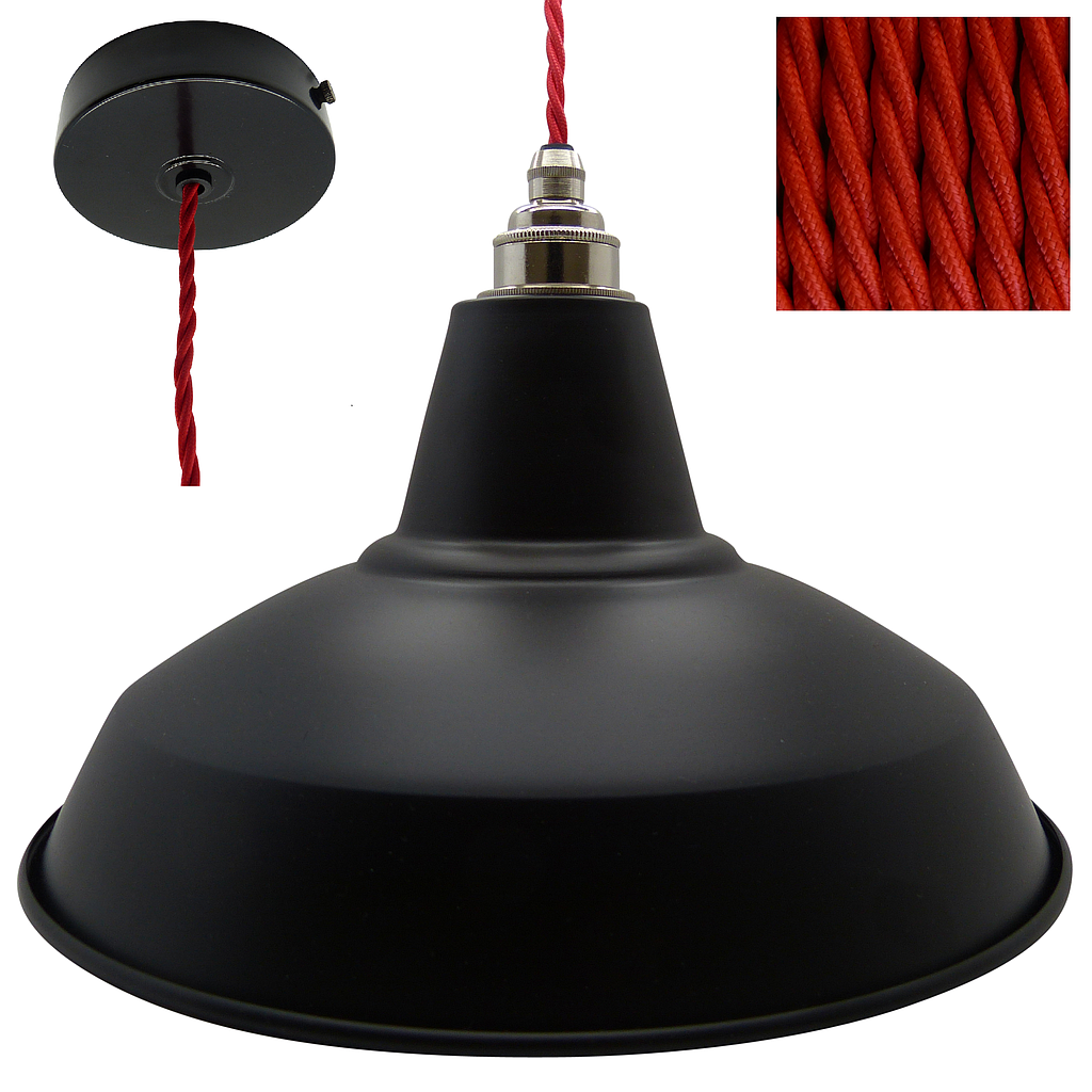 Industrial Black Pendant and Shade Set