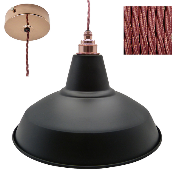 Industrial Black Pendant and Shade Set