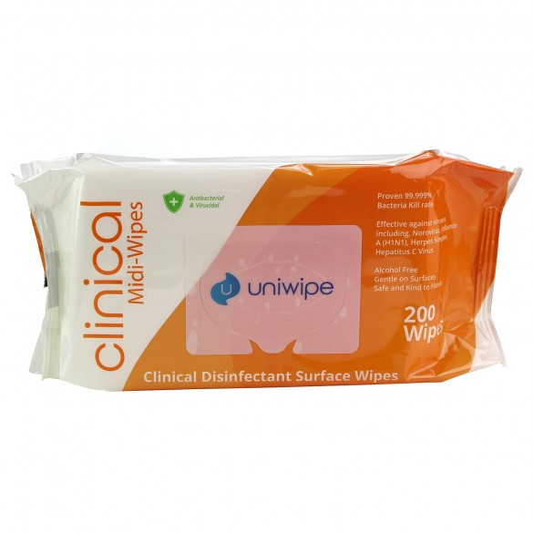 Uniwipe Clinical Sanitising Midi-Wipes (Pack of 200)