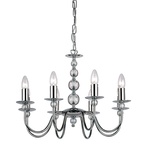 Parkstone Metal Chandelier with Glass Details