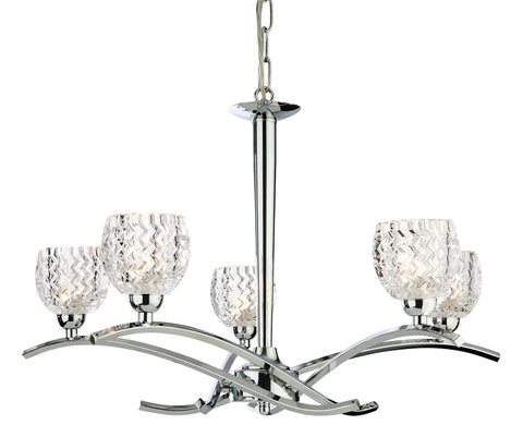 Crystal and Chrome Ceiling Pendant - 5 light