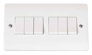 CLICK MODE 6-GANG 2-WAY 10A PLATE SWITCH
