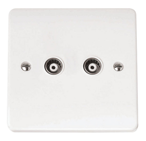 CLICK MODE ISOLATED COAXIAL SOCKET TWIN OUTLET