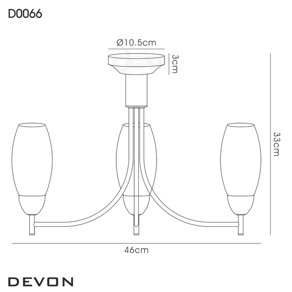 Devon 3 Arm Ceiling Light