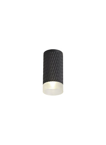 DELPH 1 Light 11cm Surface Mounted Ceiling GU10, Sand Black/Acrylic Ring