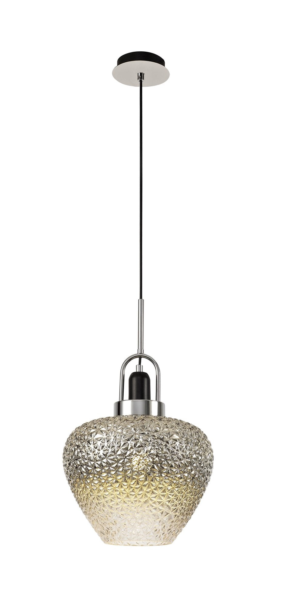 TURNER Pendant, 1 x E27, Black Smoke & Clear/Polished Chrome